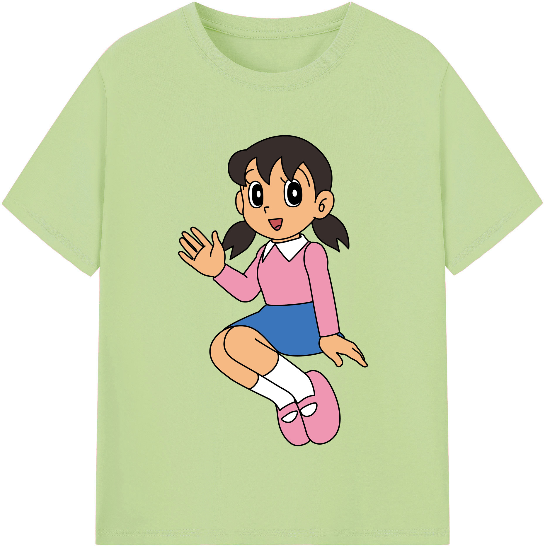 （画像用） ドラえもん みなもと しずか Doraemon Shizuka Minamoto 綿100％半袖Tシャツ（フロントプリント）